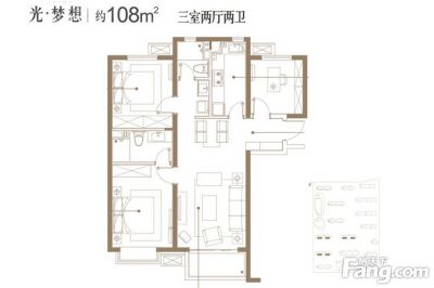 西安,西安家裝,西安家裝設(shè)計,西安小戶型設(shè)計公司,裝修方案戶型：3居室108平米3